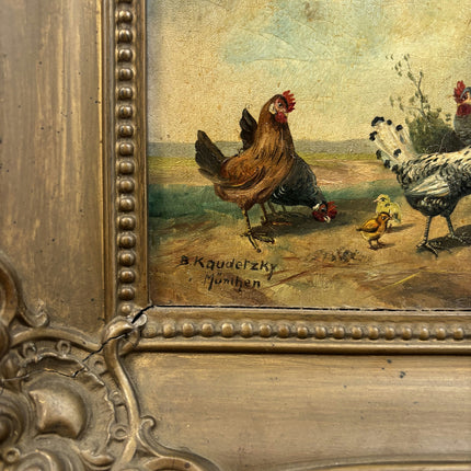 Rustic Animals Oil Painting "Rooster Group" Classic Bogdan Kaudetzky Holland Art Shop