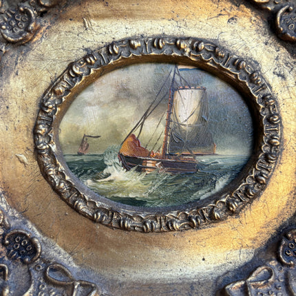 Elegant Seascape Oil Painting "Fishing Boat" Handcrafted Small Art Holland Art Shop