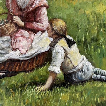 Original Oil Painting Figurative "Flower Basket" Handcrafted Small Art Holland Art Shop