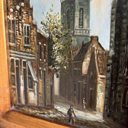 Traditional Cityscape Oil Painting "Gilded Frame" Rustic Small Art Holland Art Shop