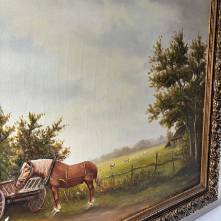 Timeless Landscape Oil Painting "Farm Horse" Original Large Art Holland Art Shop