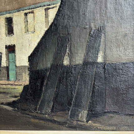 Rustic Cityscape Oil Painting "Row House" Handcrafted Large Artwork Holland Art Shop