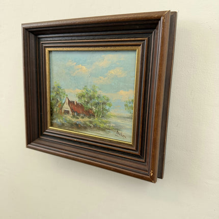 Handcrafted Landscape Oil Painting "Thatched Cottage" Traditional Small Art Holland Art Shop