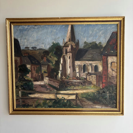 Refined Cityscape Oil Painting "Stone Church" Traditional Art Holland Art Shop