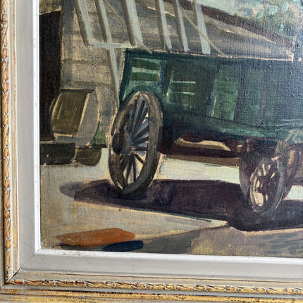 Classic Farm Oil Painting "Wooden Cart" Vintage Art Holland Art Shop