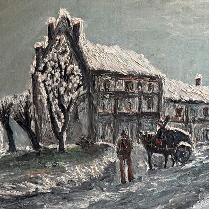 Authentic Winter Landscape Oil Painting "Snowy Cottage" Detailed Artwork Holland Art Shop