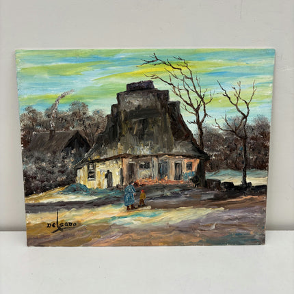 Original Landscape Oil Painting "Snowy House" Expressive Small Art Holland Art Shop