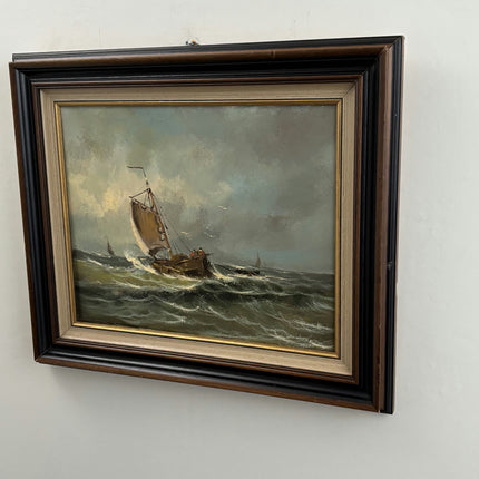 Authentic Seascape Oil Painting "Sailing Boat" Traditional Artwork Holland Art Shop