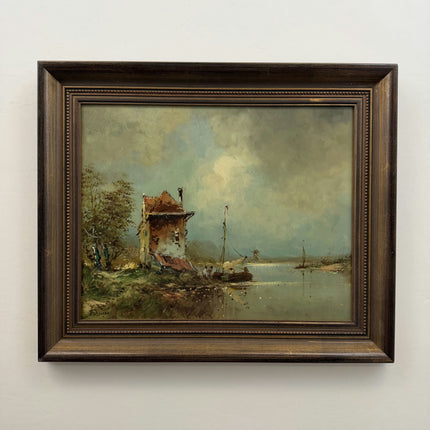 Traditional Seascape Oil Painting "Thatched House" Elegant Art Holland Art Shop
