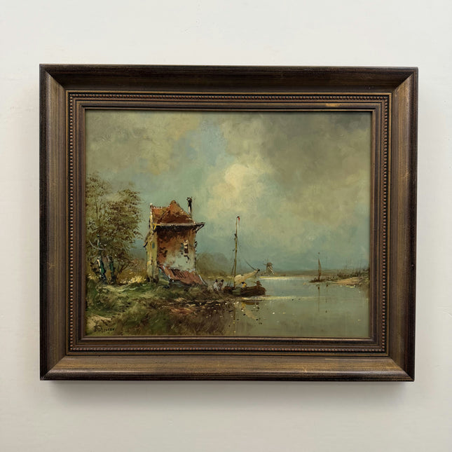 Traditional Seascape Oil Painting "Thatched House" Elegant Art Holland Art Shop