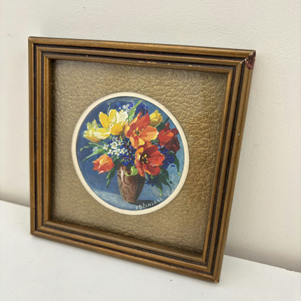 Timeless Flowery Still Life Oil Painting "Worn Panel" Handcrafted Small Artwork Holland Art Shop