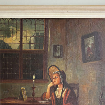 Vintage Portrait Oil Painting "Seated Woman" Refined Dutch Artwork Holland Art Shop
