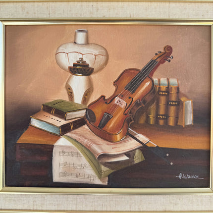 Elegant Still Life Oil Painting "Resting Violin" Expressive Art Holland Art Shop