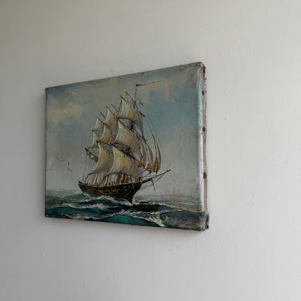 Traditional Seascape Oil Painting "Sailing Ship" Original Small Artwork Holland Art Shop
