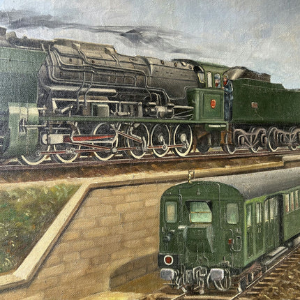 Classic Train Oil Painting "Green Train" Original Large Art Holland Art Shop