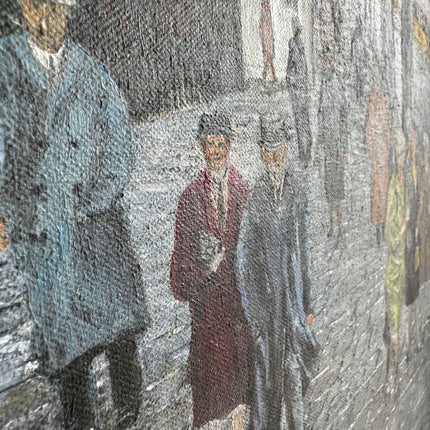Rustic Cityscape Oil Painting "City Pedestrians" Handcrafted Art Holland Art Shop