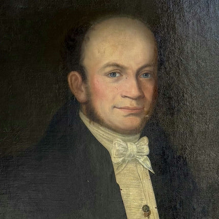19th Century Antique Portrait Oil Painting "Seated Gentleman" Large Artwork Holland Art Shop