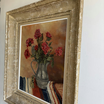 Handcrafted Floral Still Life Oil Painting "Rose Bouquet" Rustic Art Holland Art Shop