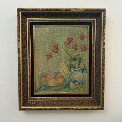 Antique Floral Still Life Oil Painting "Flower Vase" Traditional België Artwork Holland Art Shop