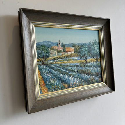 Classic Landscape Oil Painting "Lavender Field" Elegant Small Artwork Holland Art Shop