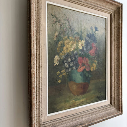 19th Century Antique Floral Still Life Oil Painting "Flower Vase" Artwork Holland Art Shop