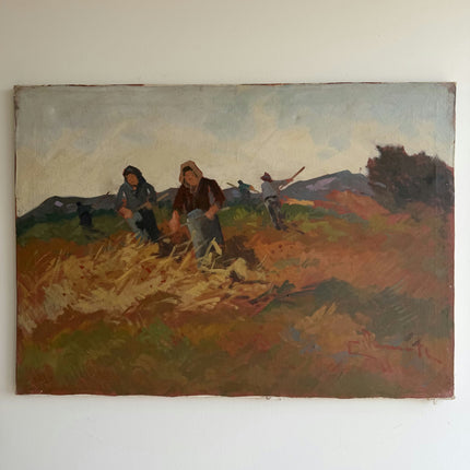 Handcrafted Figurative Oil Painting "Harvest Workers" Original Artwork Holland Art Shop
