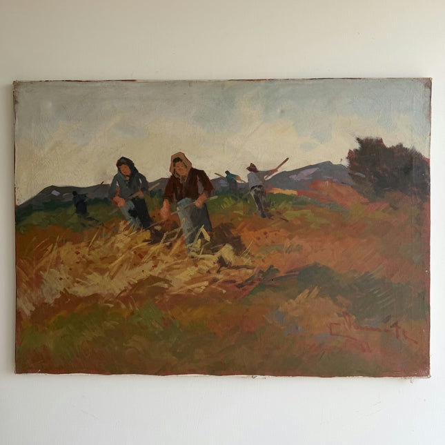 Handcrafted Figurative Oil Painting "Harvest Workers" Original Artwork Holland Art Shop