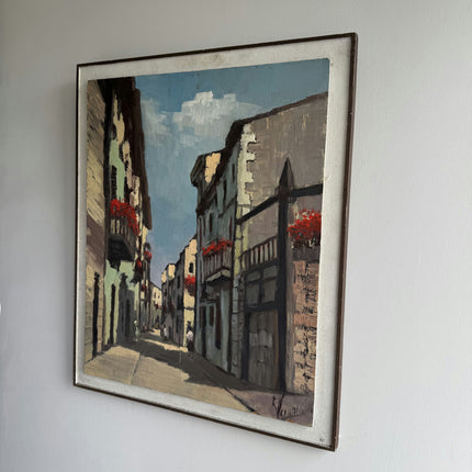 Rustic Cityscape Oil Painting "Narrow Street" Refined Artwork Holland Art Shop
