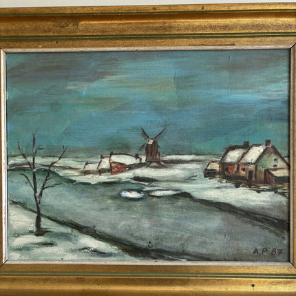 Timeless Winter Landscape Oil Painting "Snowy Village" Handcrafted Artwork Holland Art Shop