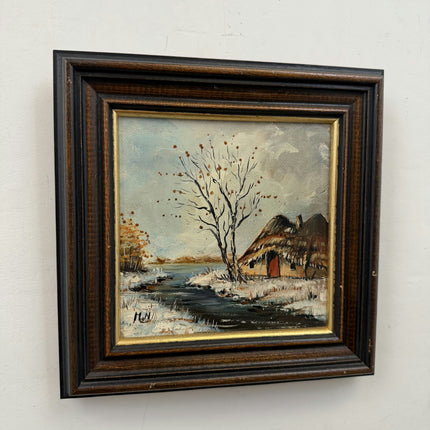 Timeless Still Life Oil Painting "Thatched Hut" Expressive Small Art Holland Art Shop