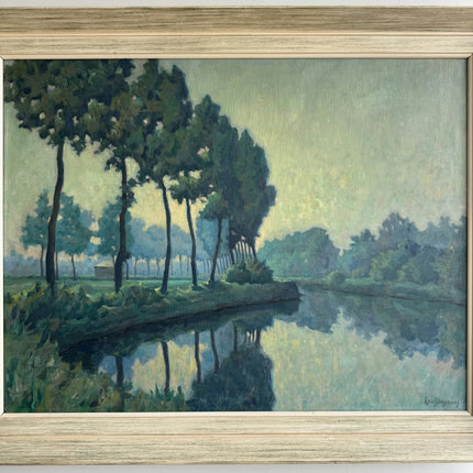 Vintage Landscape Oil Painting "Row Of Trees" Classic Large Artwork Holland Art Shop