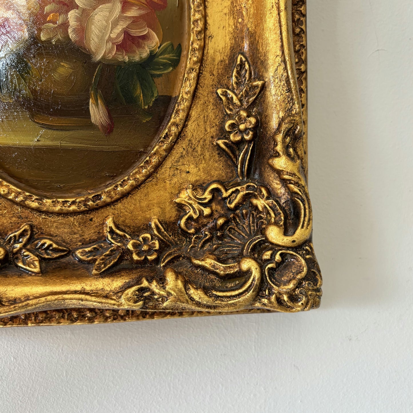 Traditional Flowery Still Life Oil Painting "Flower Vase" Fine Belgique Art