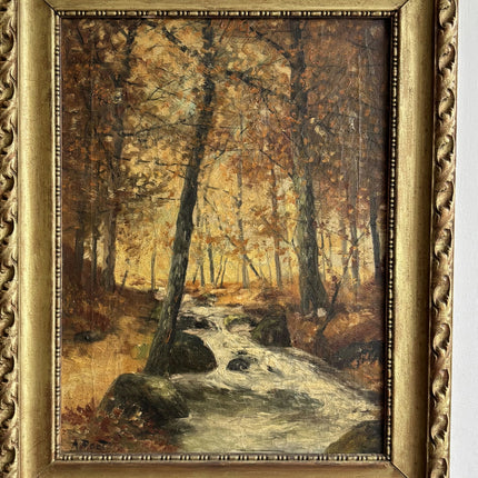Vintage Landscape Oil Painting "Autumn Stream" Traditional Belgique Artwork Holland Art Shop