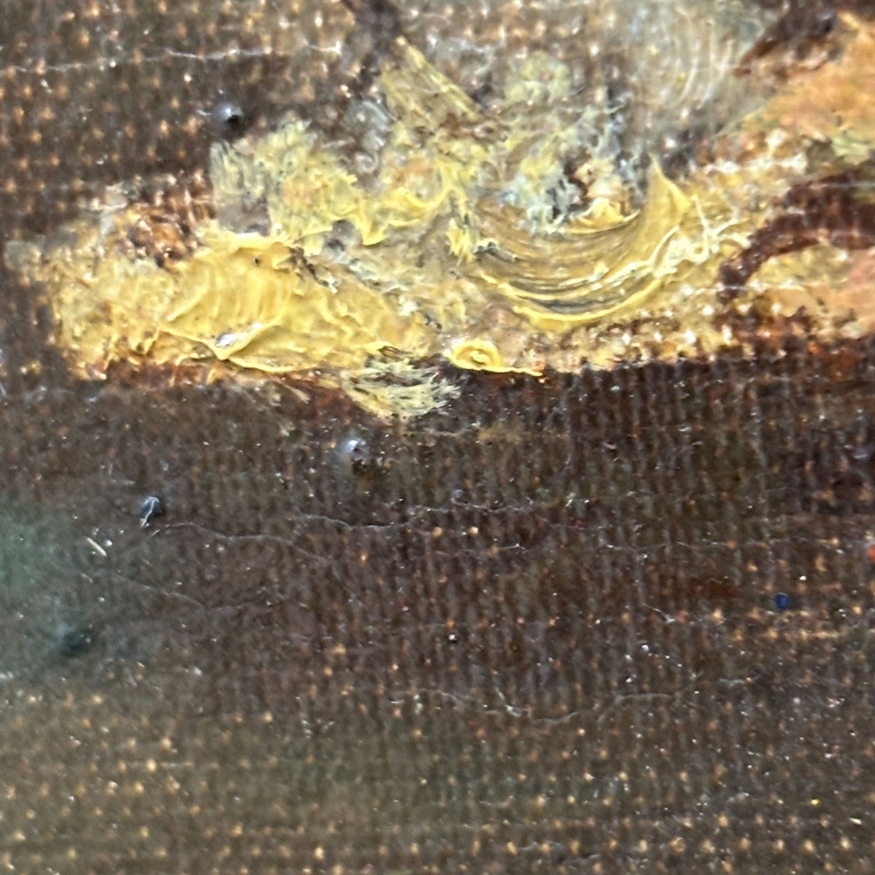 19th Century Antique Interior Oil Painting 