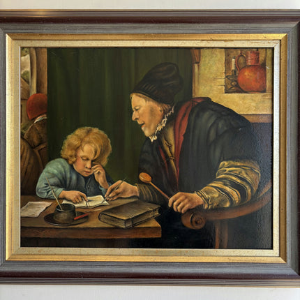 Refined Figurative Oil Painting "Old Teacher" Vintage Art Holland Art Shop