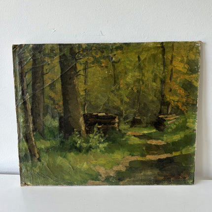 Classic Landscape Oil Painting "Forest Path" Authentic Small Artwork Holland Art Shop