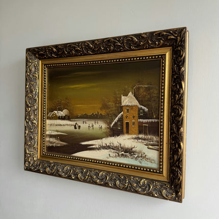 Authentic Winter Landscape Oil Painting "Framed Painting" Expressive Art Holland Art Shop