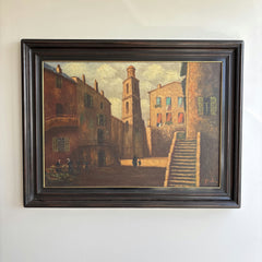 Original Cityscape Oil Painting "Town Belltower" Classic Large Artwork Holland Art Shop