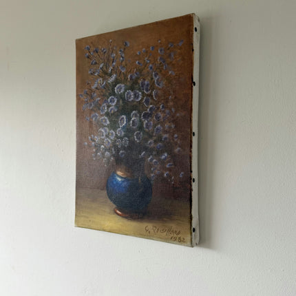Original Floral Still Life Oil Painting "Blue Vase" Classic Small Artwork Holland Art Shop