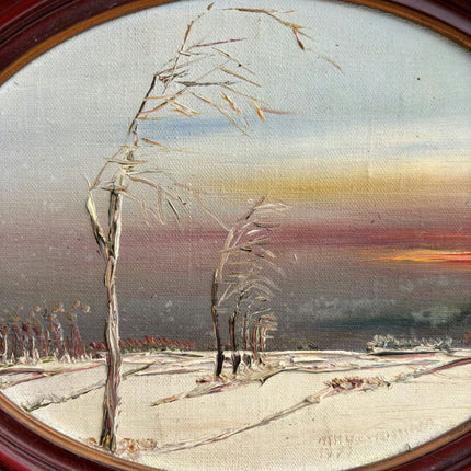 Traditional Winter Landscape Oil Painting "Framed Tree" Expressive Small Art Holland Art Shop