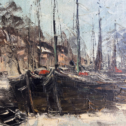 Elegant Harbor Scene Oil Painting "Boats Harbor" Timeless Large Artwork Holland Art Shop