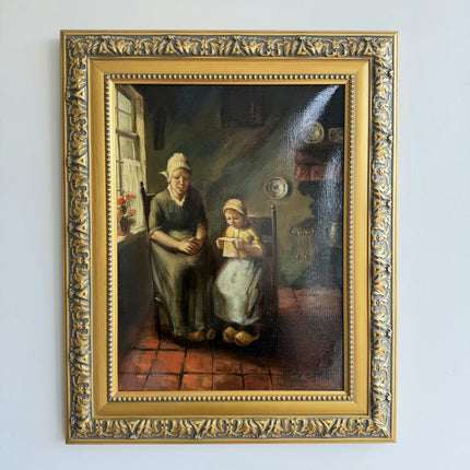 Original Interior Oil Painting "Seated Mother" Expressive Artwork Holland Art Shop