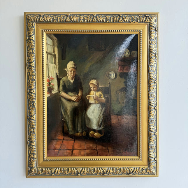 Original Interior Oil Painting "Seated Mother" Expressive Artwork Holland Art Shop