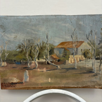 Original Landscape Oil Painting "Orange Roof House" Expressive Small Artwork Holland Art Shop