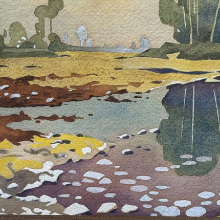 Refined Landscape Aquarel "Framed Painting" Rustic Art Holland Art Shop