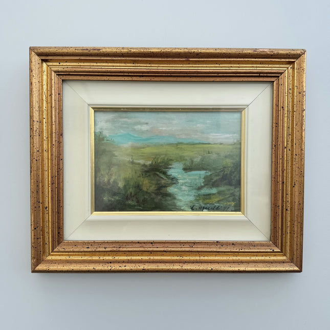 Expressive Landscape Oil Painting "Gilded Frame" Rustic Small Art Holland Art Shop