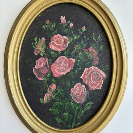 Detailed Floral Still Life Oil Painting "Pink Roses" Refined Small Art Holland Art Shop