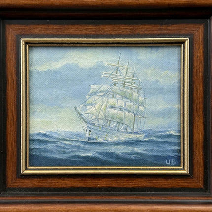 Authentic Seascape Oil Painting "Sailing Ship" Timeless Small Artwork Holland Art Shop