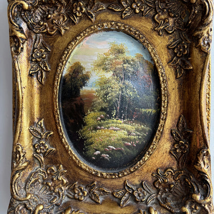Vintage Landscape Oil Painting "Gilded Frame" Original Small Artwork Holland Art Shop