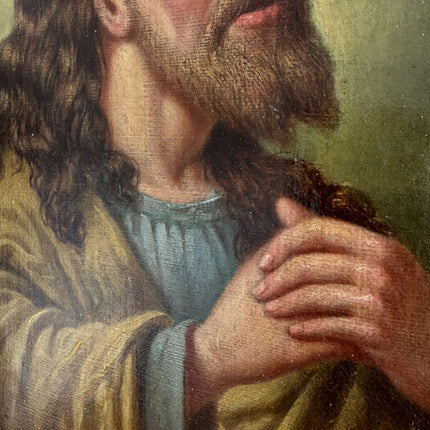 19th Century Antique Portrait Oil Painting "Praying Man" Small Art Holland Art Shop